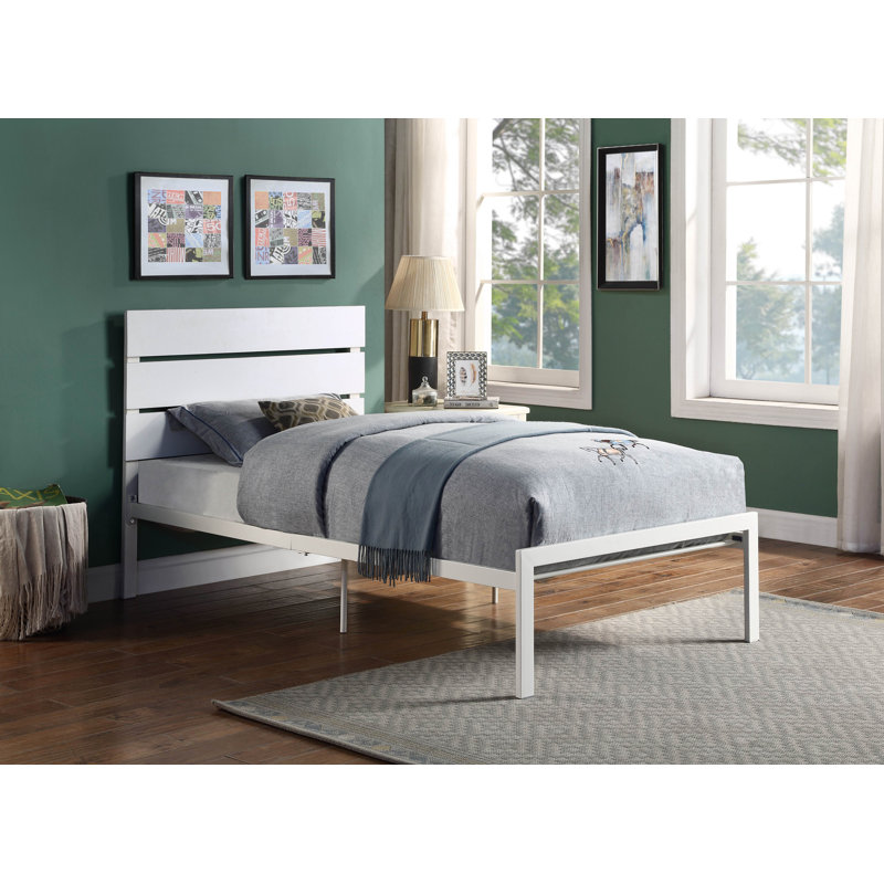 Tavraj Metal Platform Bed, Twin, White