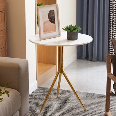 Table de bout 19,7 po moderne avec plateau en marbre Jeremiha