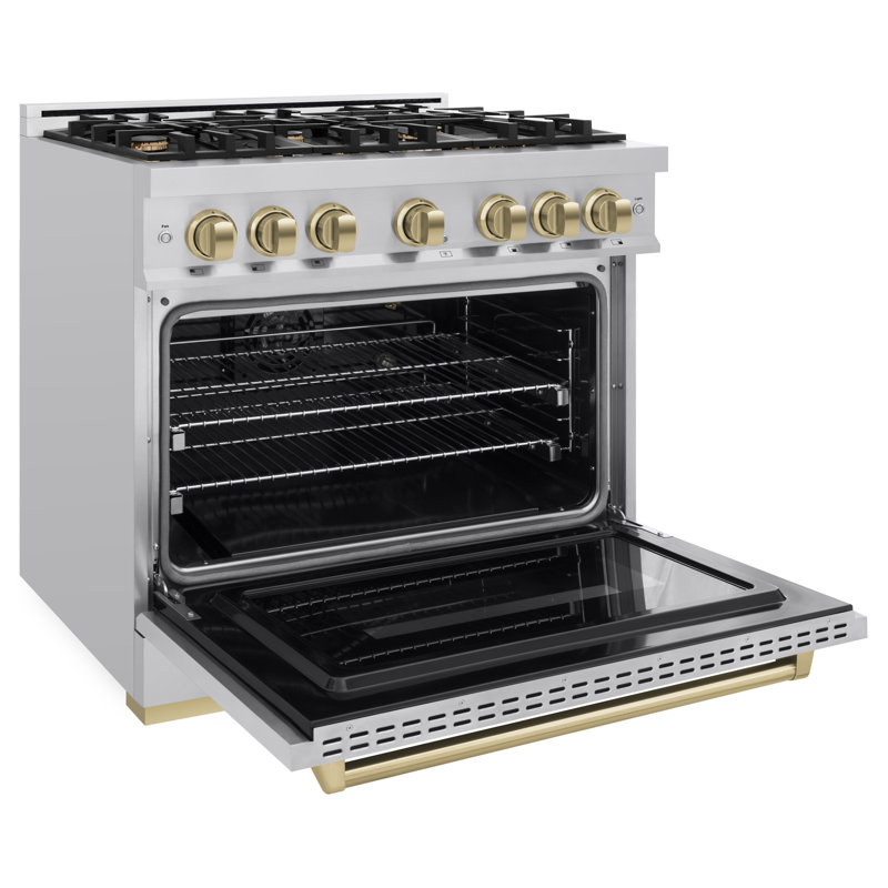 ZLINE Autograph Edition 36" Classic Gas Range w/ 6 Burners & Matte Black Accents, Champagne Bronze