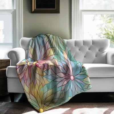 Delicate Pastel Window Blooms - 1 Piece Premium Sh Throw Blanket