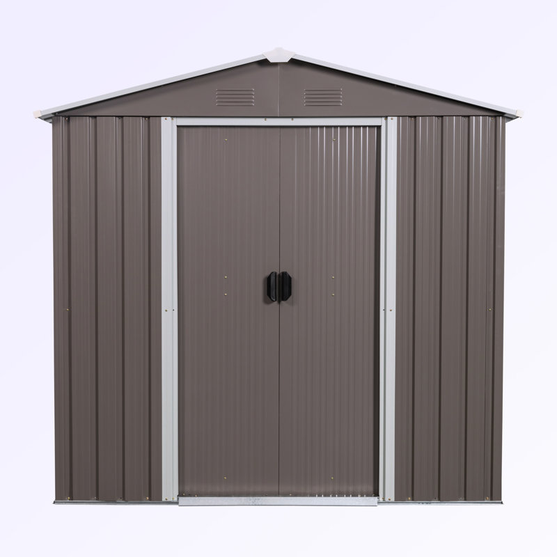 Metal Storage Shed, Gray, 72.44" H x 76.38" W x 51.57" D