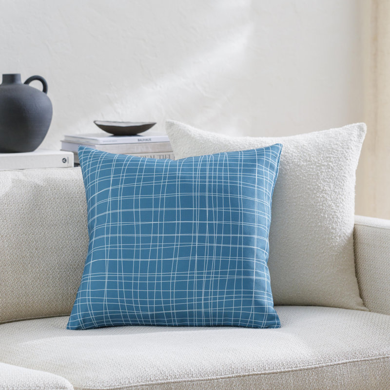 Fuselier Accent Throw Pillow Cover, 18"H x 18"W, Down, Blue/White