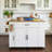 60.32"W Kitchen Island Cart with with Drop-Leaf Tabletop, Two Large Storage Cabinet,Drawers, Locking Wheels,USB-A/USB-C,& 2 AC outlet