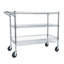 Chariot utilitaire roulant robuste, chariots roulants à 3 niveaux avec roues, avec guidon et tablettes, chariot de rangement 36 po x 18 po x 32 po pour la cuisine, le restaurant, la présentation des plantes, chrome
