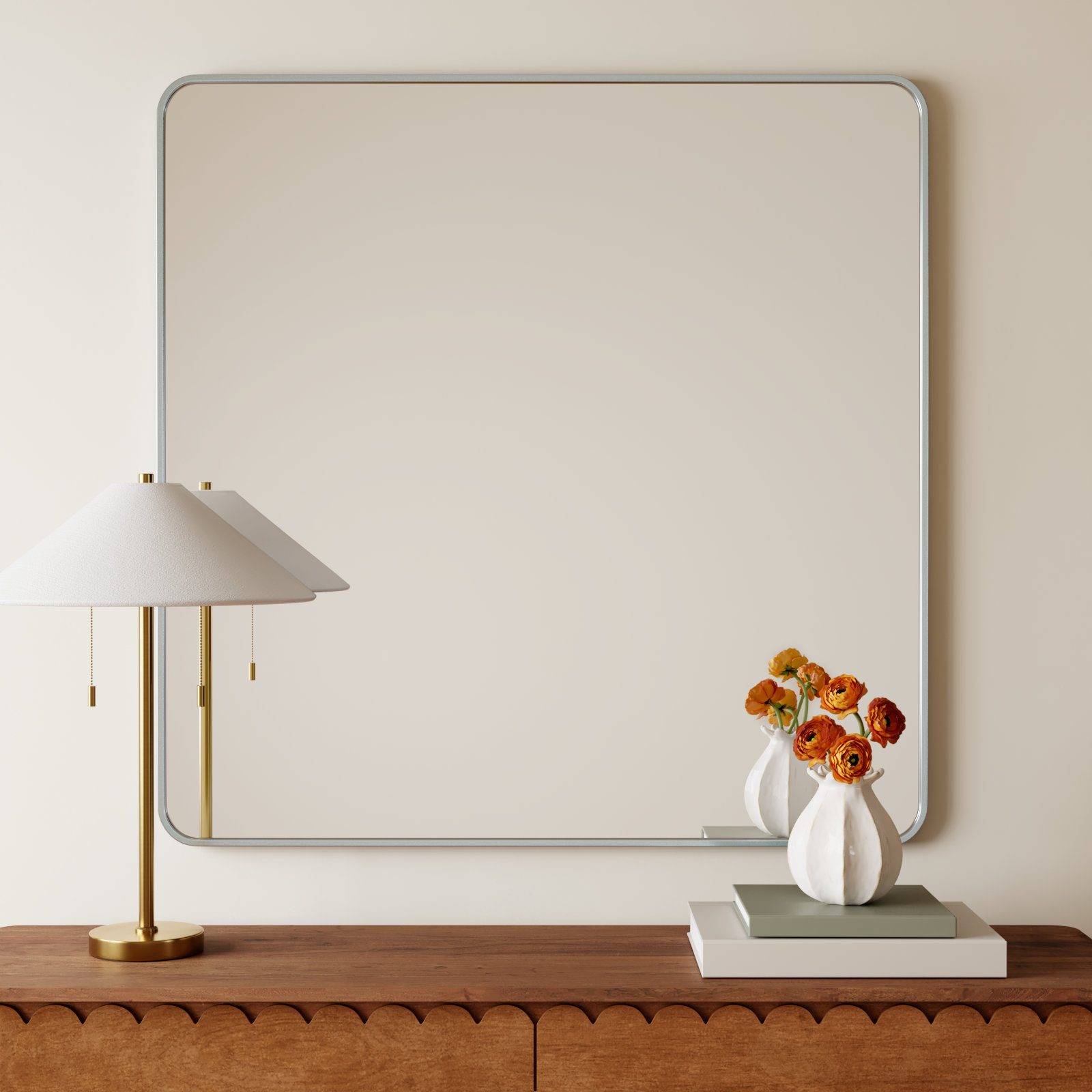 Wall Mirror, Silver, 42"  x 42" 