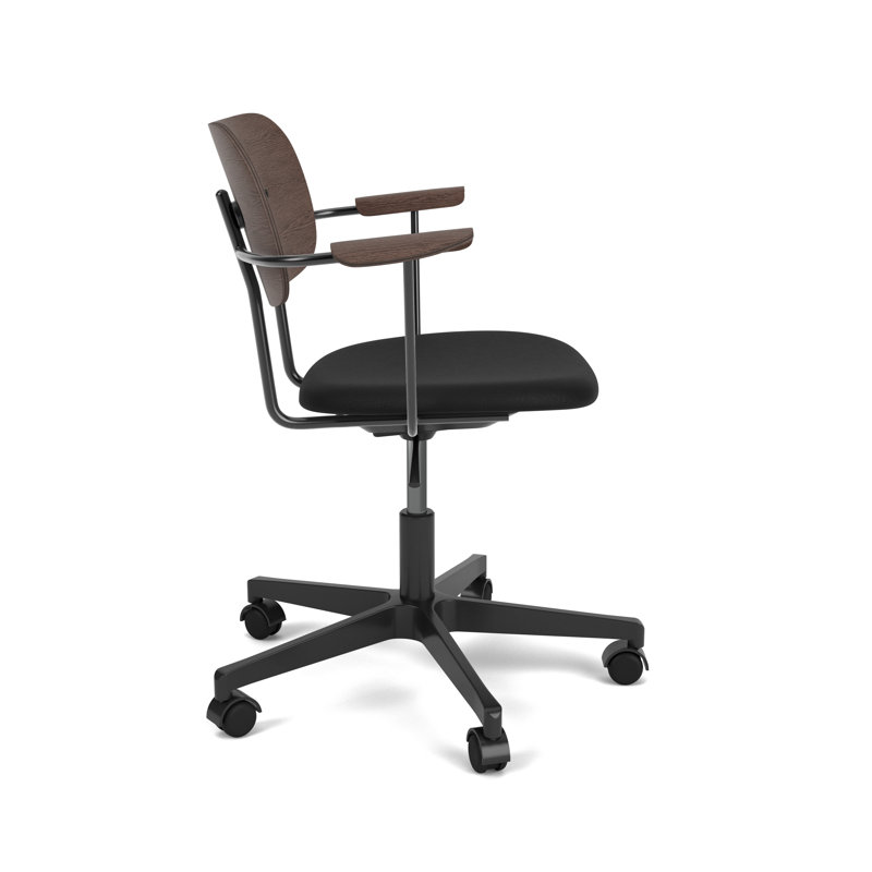 Co Swivel Task Chair, Dark Stained Oak/Black, Black