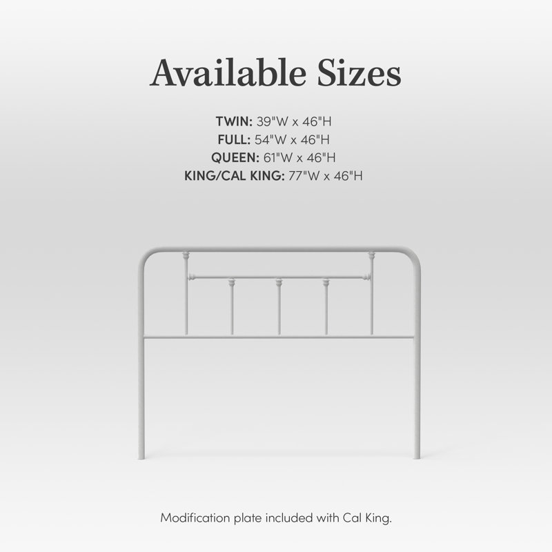 Baywin Steel Metal Slat Headboard, Full, White