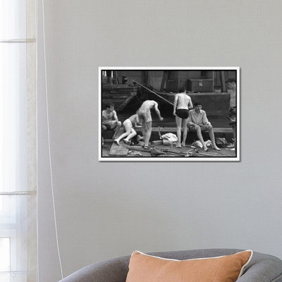 Boys Fishing at Ganservoort Pier (1948) 1 Piece Wall Art on Canvas
