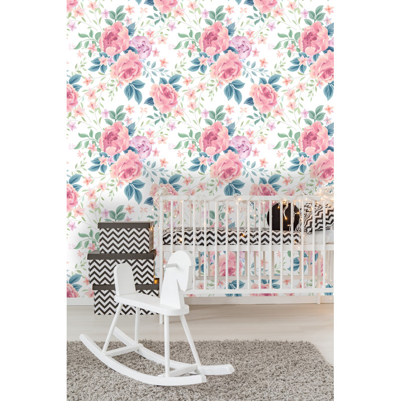 Rouleau de papier peint adhésif pivoines l 8,33 pi x 25 po avec adhésif amovible Canales