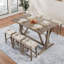59" Wide 6-Piece Solid Wood Bar Table Set With USB Charging Port And Backless Stools-1047735949