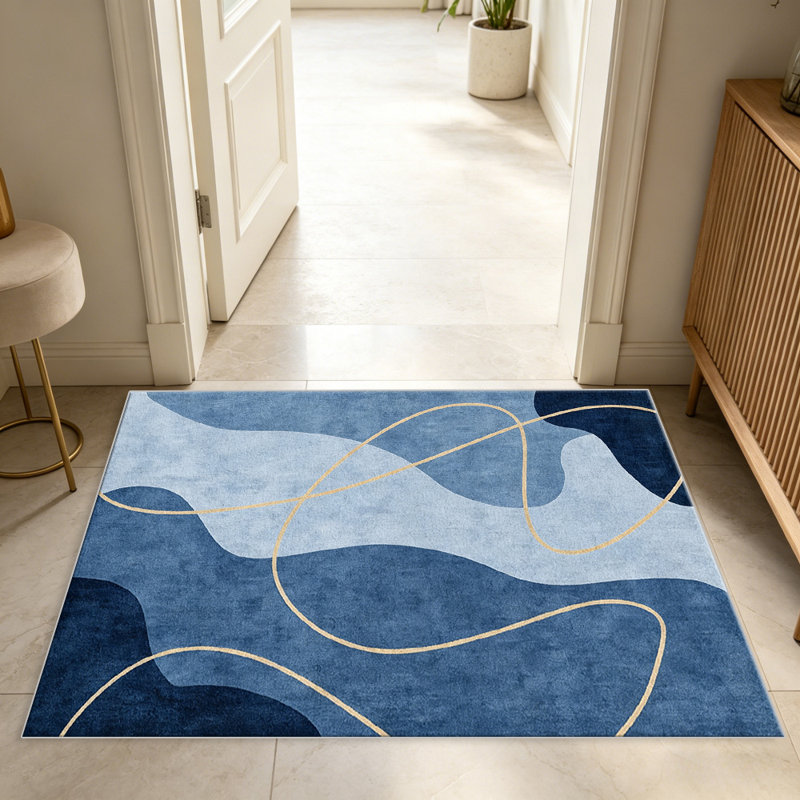 Blue Abstract Line carpet-easy to clean, machine-washable, soft and comfortable; suitable for door mats, kitchens, living rooms, bedrooms, corridors, and laundry areas. Easy to clean, durable carpet for home decoration.