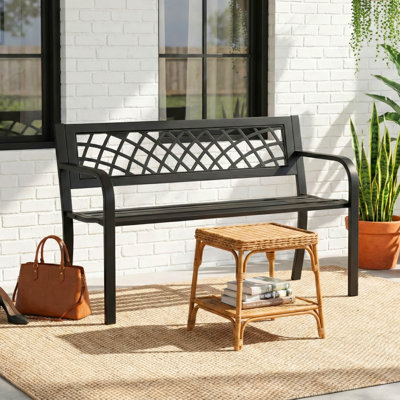 Ruda Outdoor Bench With Steel Frame,Black