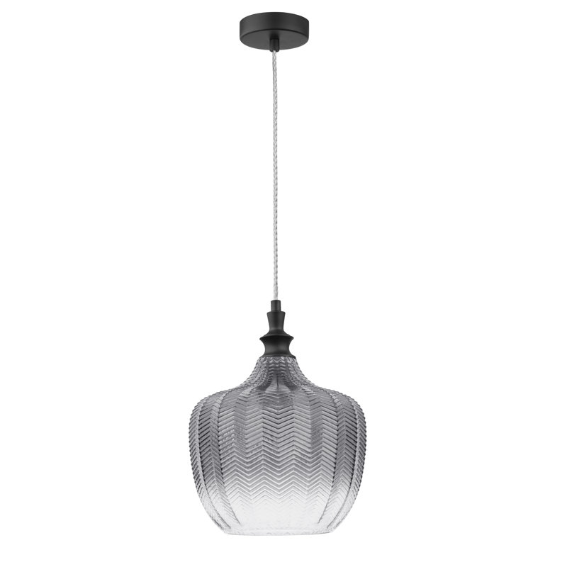 1 - Light Single Pendant, Smoke Grey, Black