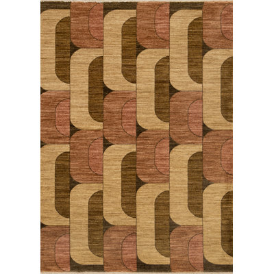 Maye Beige Geometric Machine Woven Area Rug