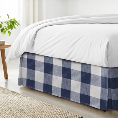 Walker Buffalo Indigo/Ivory Cotton Bedskirt