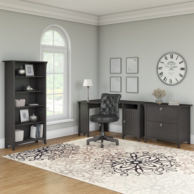 Khadesha 3 Piece Writing Desk Office Set, Black