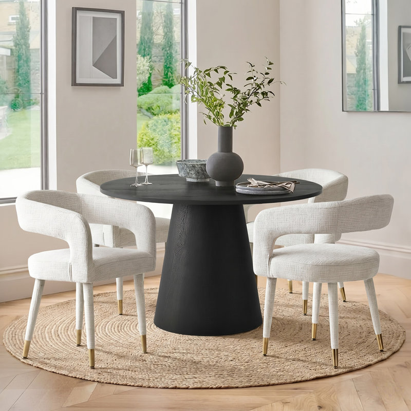 Upholstered Open-Back Dining Chairs (Set of 4), Offwhite