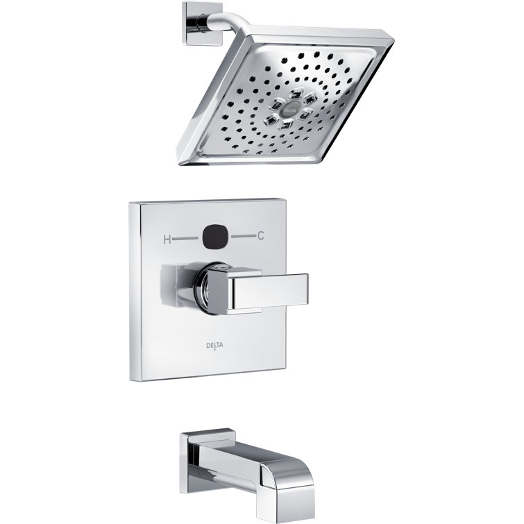 Angular Modern Tub and Shower Faucet Trim with H2okinetic Technology