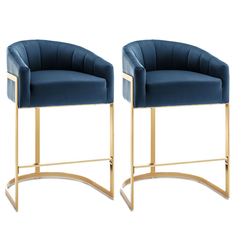Johnnice 27" Metal Tufted Bar Stools (Set of 2)