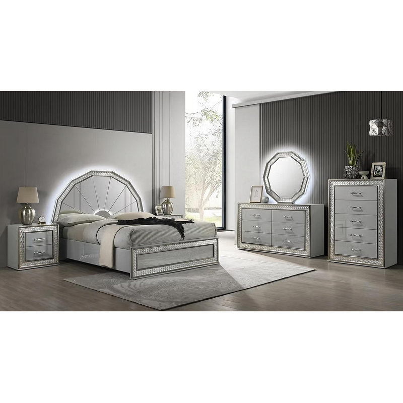 Ensemble de très grand lit en miroir pour chambre 6 pièces, Très grand lit