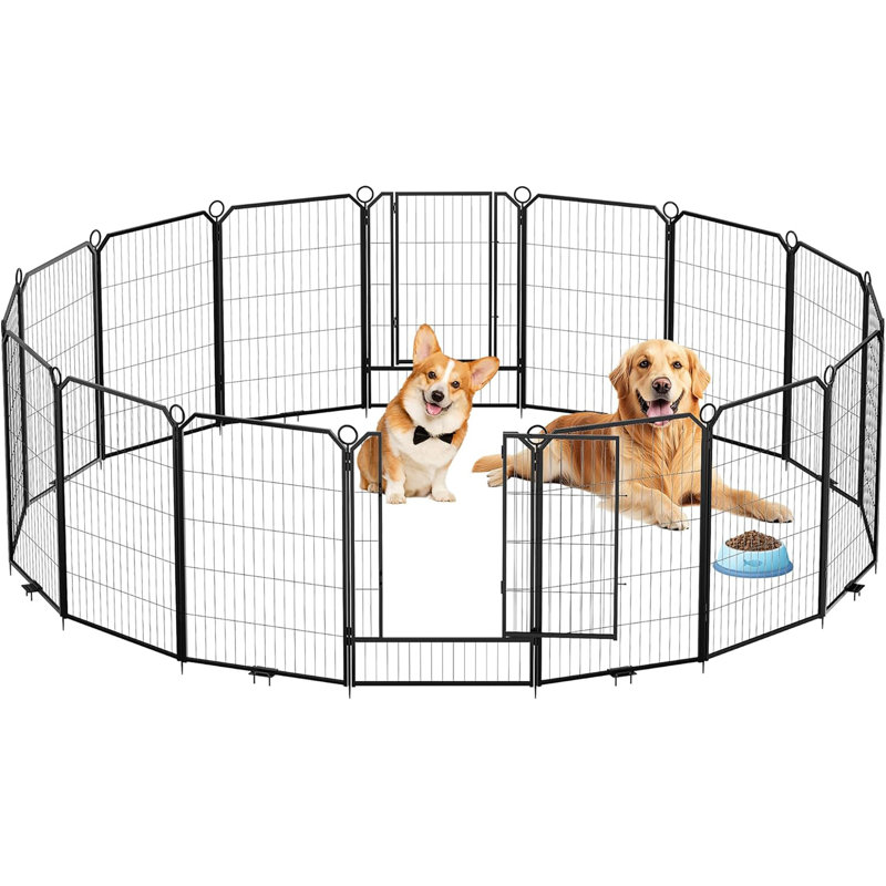 Portable Extra Large Dog Playpen With Gate, 39.5" H x 26.75" W x 1" D