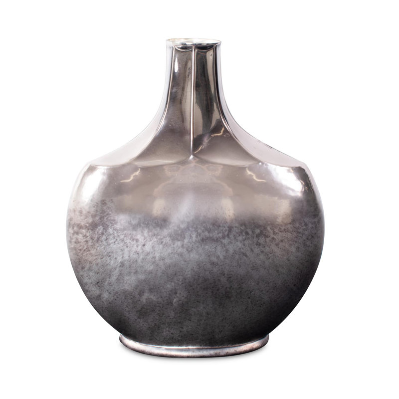 Vase en argent poli Advik - court, 15.5"