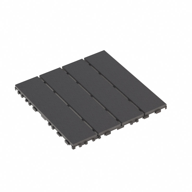Carreaux de terrasse en plastique emboîtables, paquet de 44 tuiles de patio, 12 po x 12 po carré extérieur imperméable à l'eau et à l'eau, tuiles de terrasse pour le patio au bord de la piscine, gris