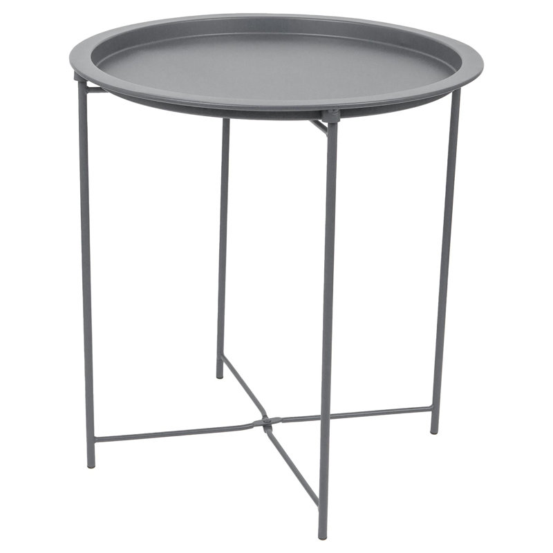Harbour Housewares Round Steel Tray Table, Grey