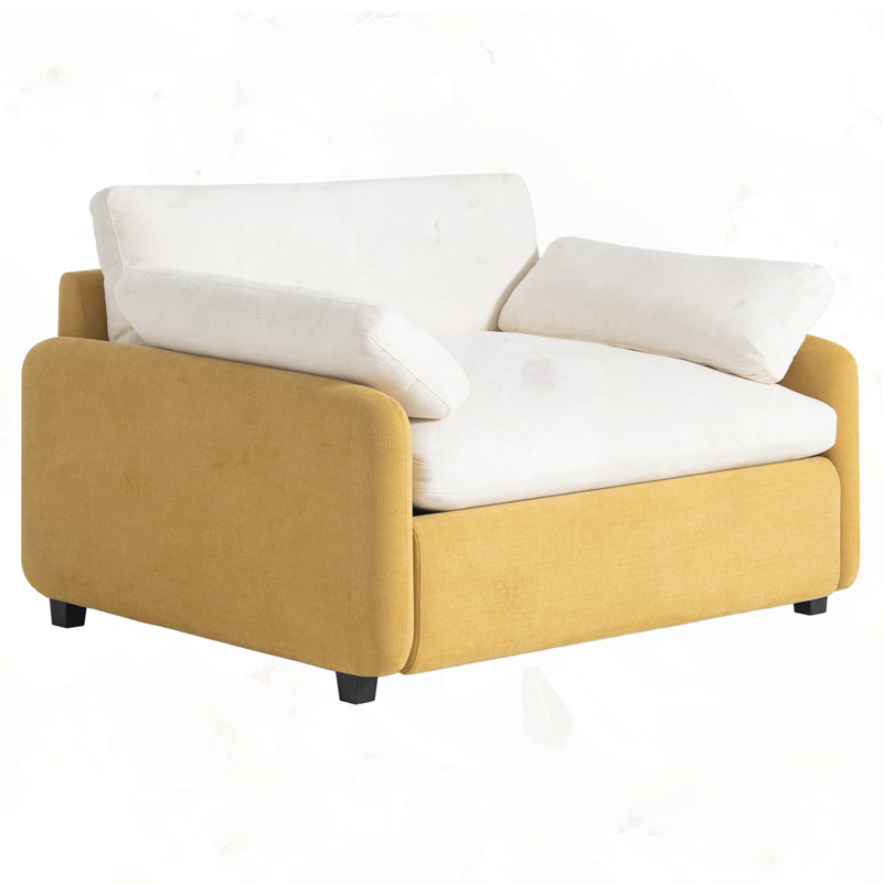 Canapé simple surdimensionné en chenille, Jaune
