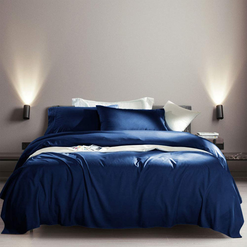 Microfiber 6 Pieces Bed Sheet Sets, Navy Blue, California King Sheet Set with 3 Additional Pieces