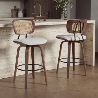 26" Upholstered Counter Height Swivel Bar Stools