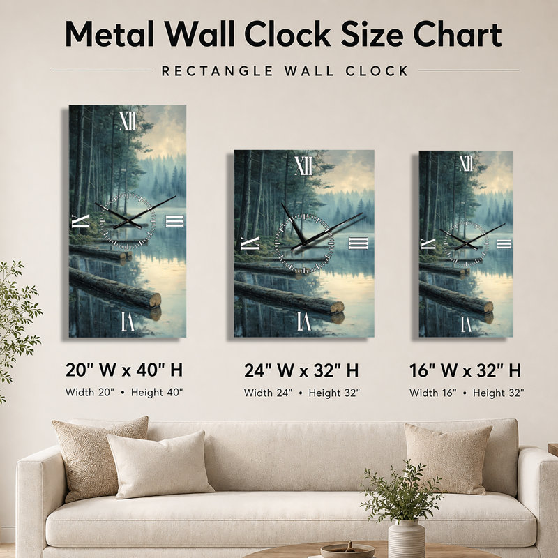 Aluminium Analogue Wall Clock, H 32 po x l 24 po - Rectangle
