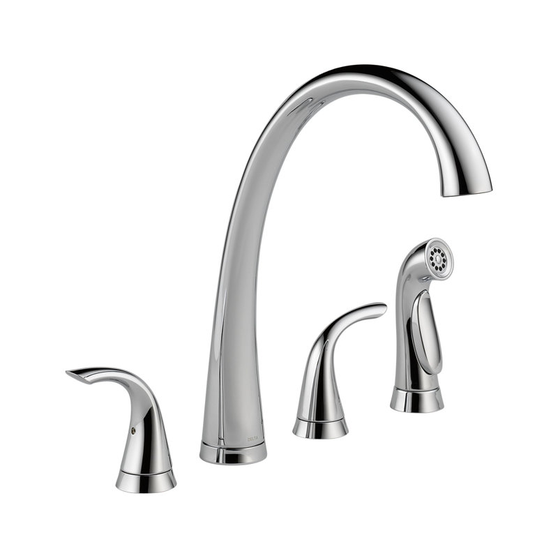 Pilar Double Handle Kitchen Faucet With Accessories, Chrome