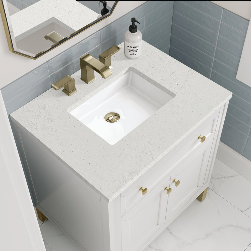Meuble-lavabo simple l 30 po Chicago, Blanc lustré, Délice de lime, 8 po