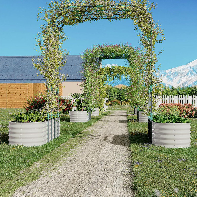 243.9cm H x 299cm W Metal Raised Garden Bed, Beige