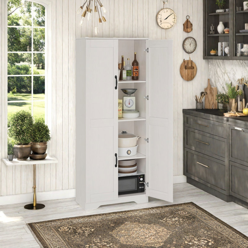 Kitchen Pantry Cabinet, Freestanding Pantry Storage Cabinet, White