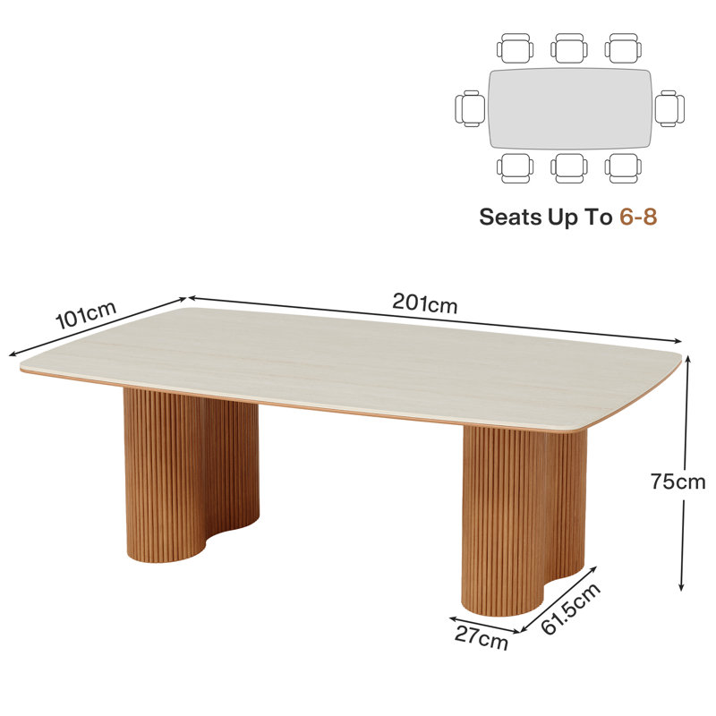Modern 6.5 ft Large 79-Inch Sintered Stone Long Computer Deskwith Solid Wood Legs Home Office
