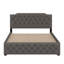 Queen Upholstered Platform Bed With Twin Size Trundle And USB Ports On Each Side