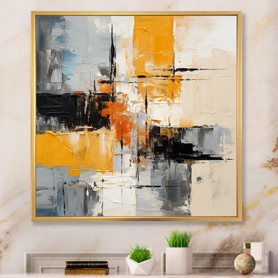 «Gray and Yellow Paint Elegance II», art mural abstrait
