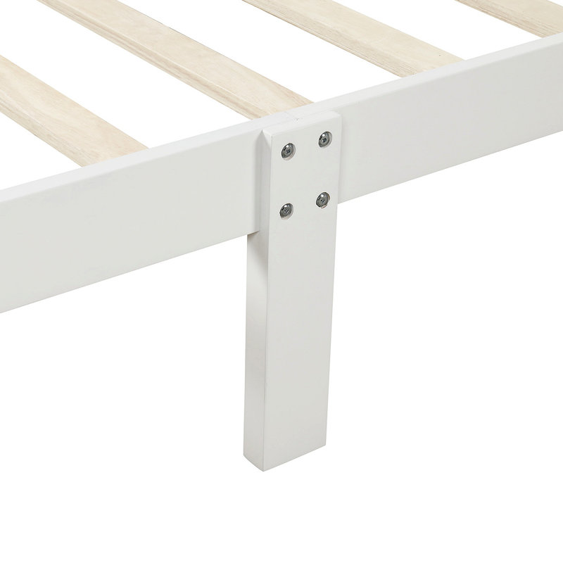Structure de lit plateforme robuste en bois avec conception de traîneau, Blanc