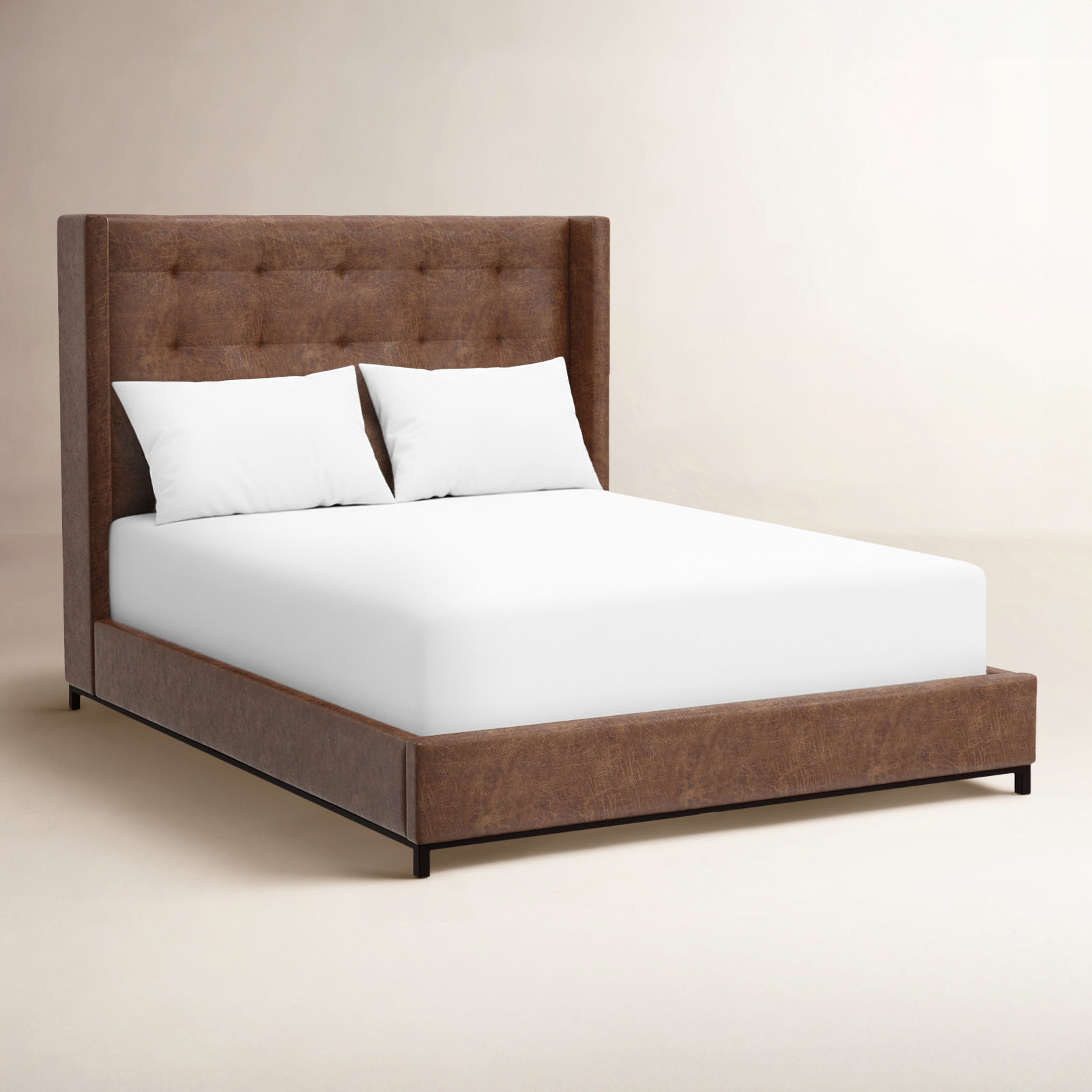 Dante Upholstered Wingback Bed, Queen