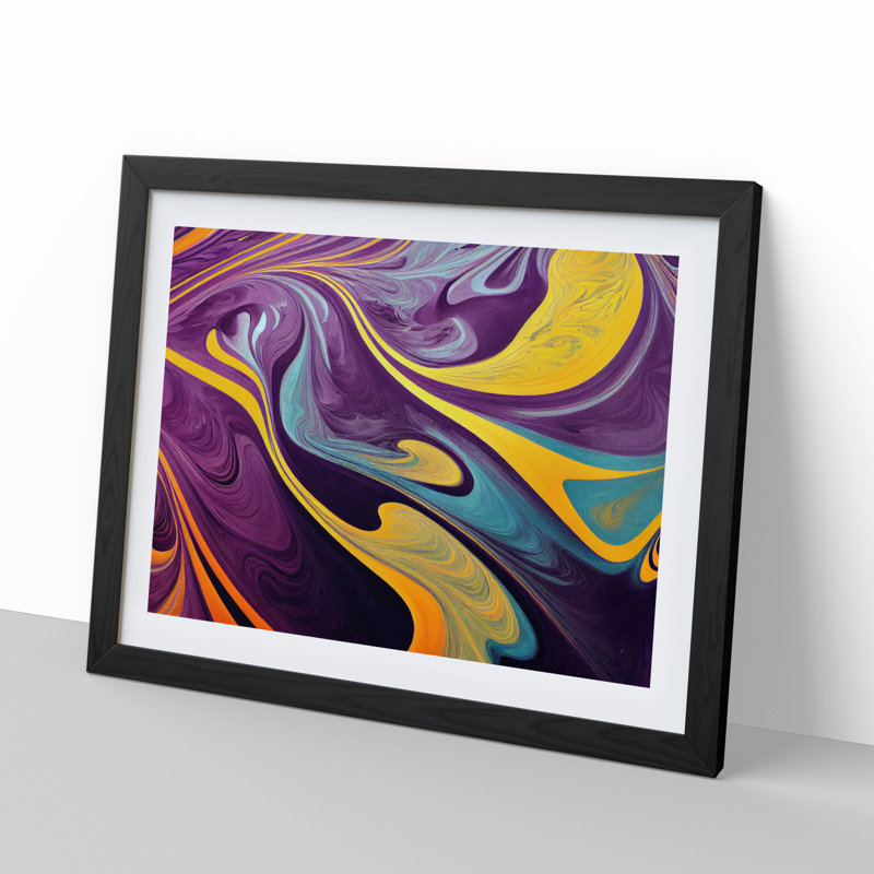 Marble Abstract Vol.1 - Single Picture Frame Print, Black, 46cm H x 64cm W x 2cm D