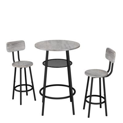 Ensemble de 3 tables de bar rondes avec dossier et cloison, petite table de salle à manger pour 2 personnes, table de petit-déjeuner et 2 tabourets pour la cuisine et la salle à manger