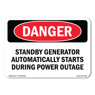 Standby Generator Automatically Starts During Decal 14" X 10"