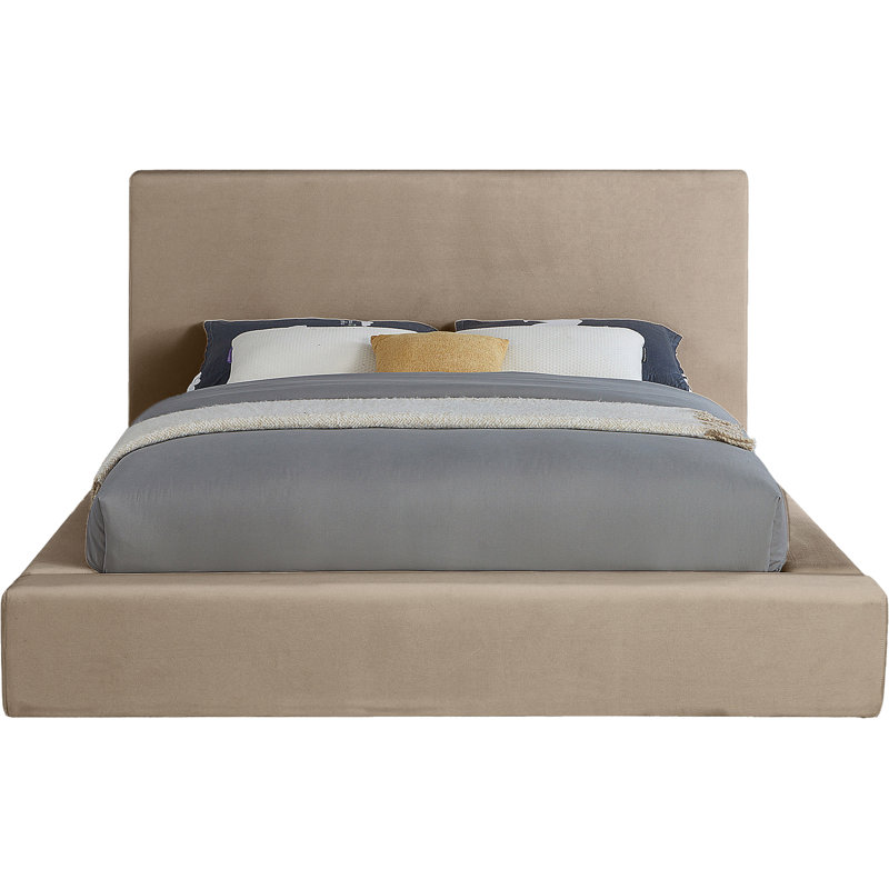 Lit plateforme tapissier Ishia, Très grand, Velours taupe