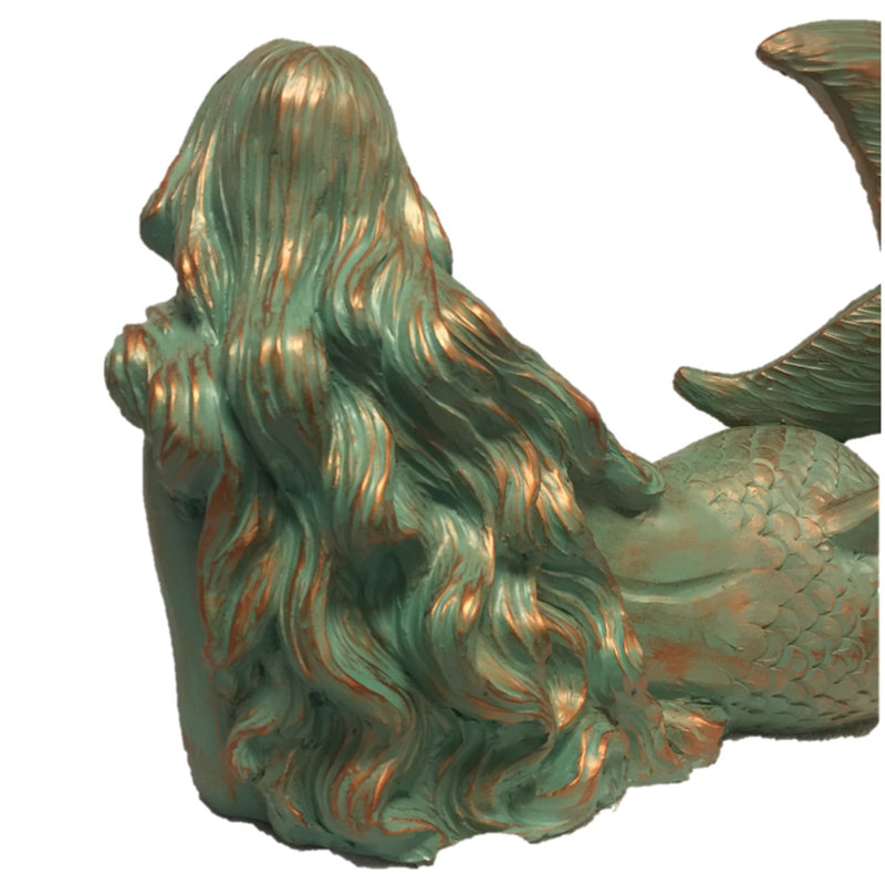 Statue de sirène allongée «Life's a Beach», H 13 po x l 21 po x P 10 po, Bronze patiné