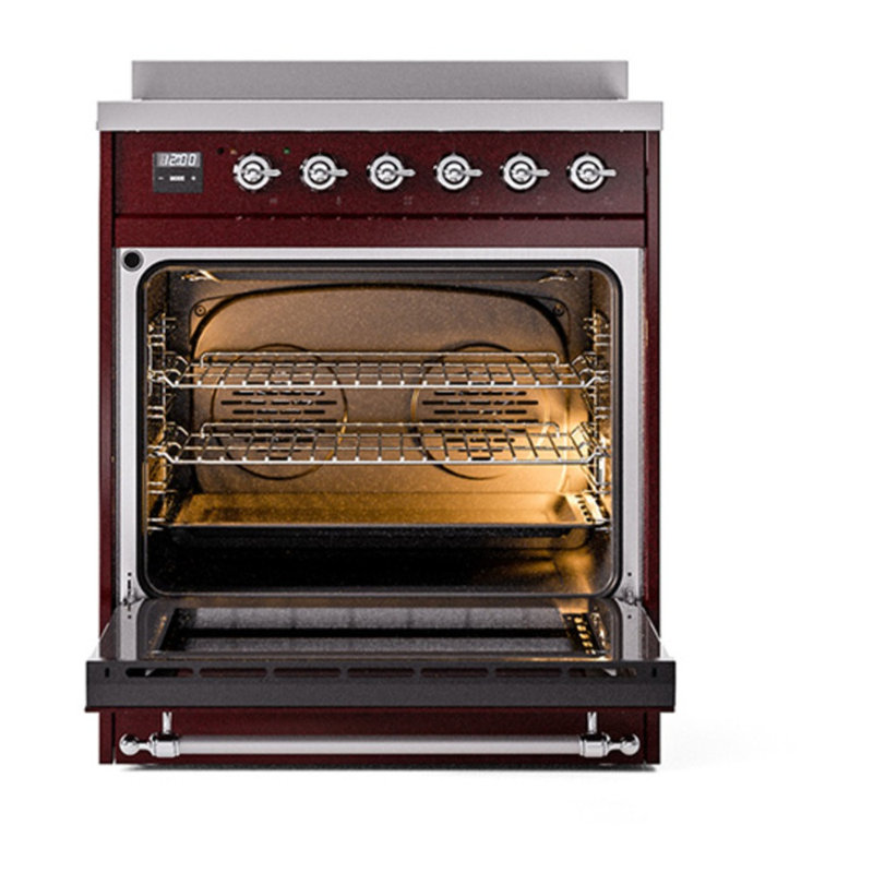ILVE Nostalgie II 30 in Induction Range, Burgundy/Chrome