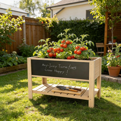 Raised Garden Bed Elevated Wood Planter Box Flower Vegetables Box