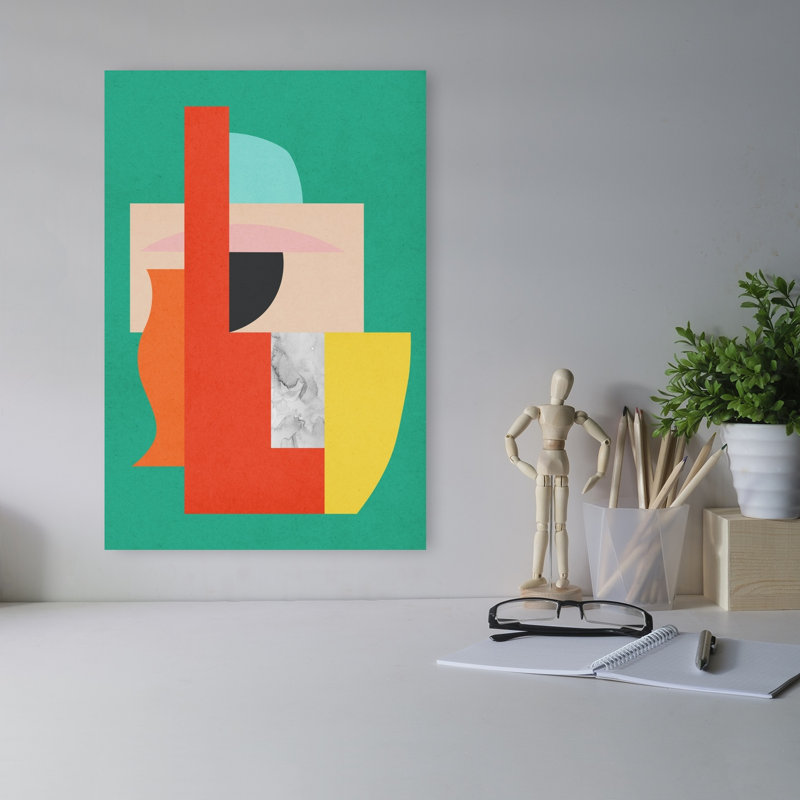 Modern Abstract Face Abstract Contemporary Wall Art Print by Vitor Costa - Wrapped Canvas Print, 45.72cm H x 30.48cm W