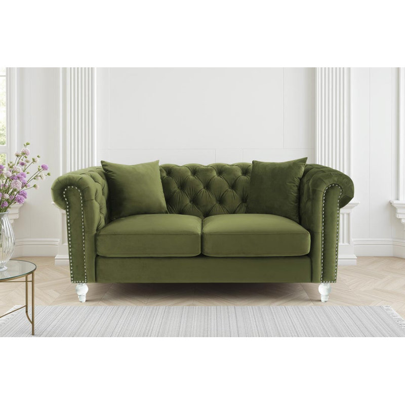 Laurinburg Seater Upholstered Sofa, Bottle Green, 3